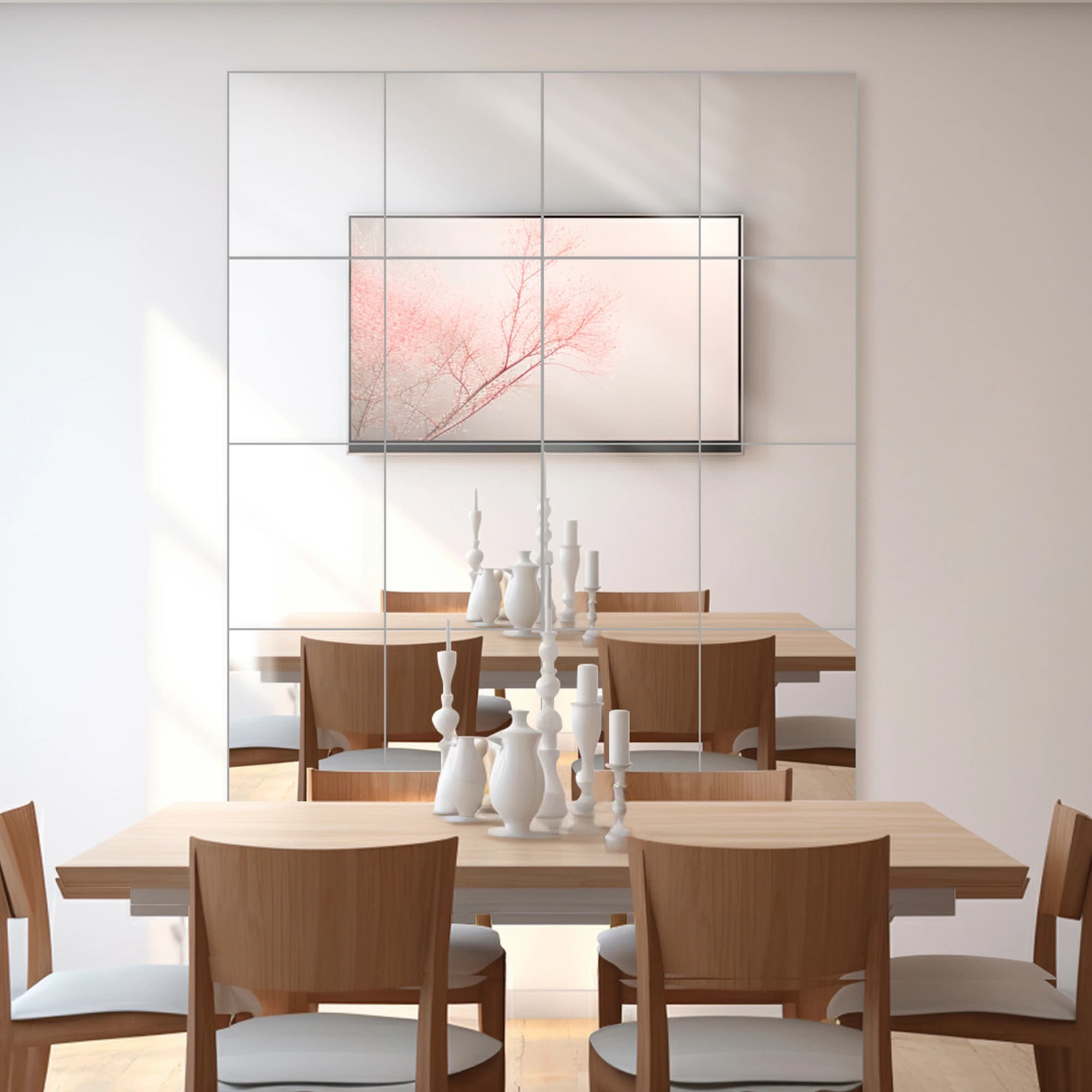 10x12 Mirror Tiles | Pack of 16 | Versatile Décor Mirrors