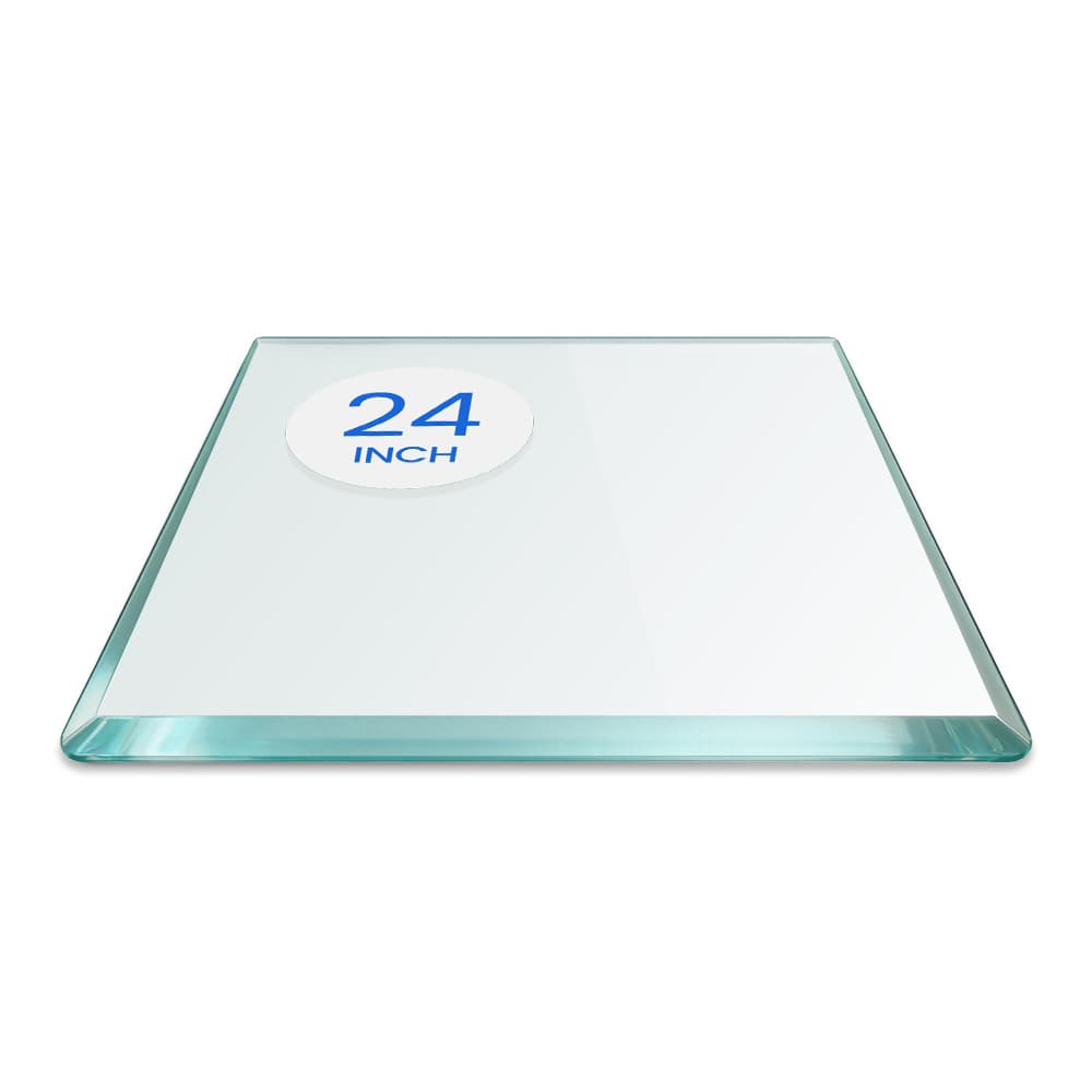 24" Square Tempered Glass Table Top - 1/2" Thick - Bevel Edge - Radius Corners | Dulles Glass