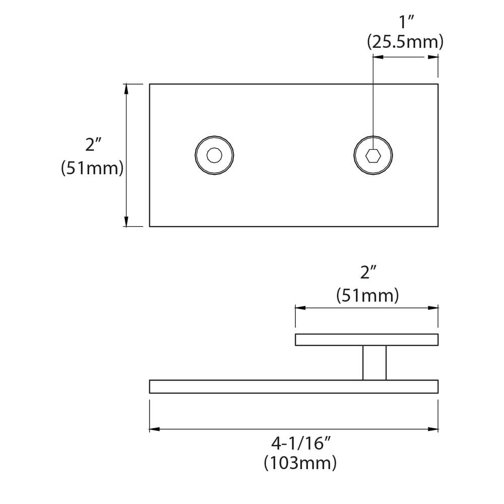 Square 180-Degree Glass-to-Wall "Y" Inline Clamp