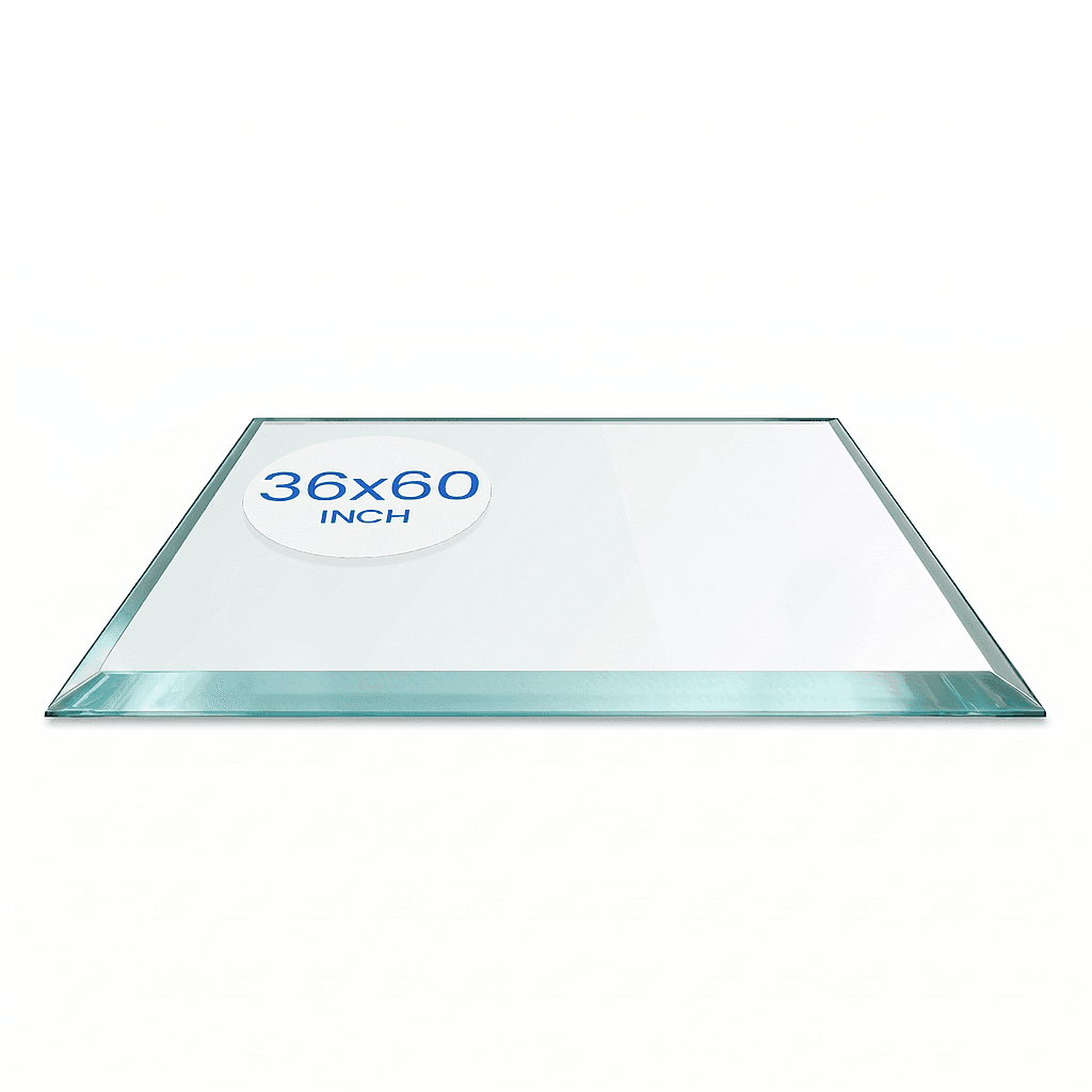 36" x 60" Rectangle Tempered Glass Table Top - 1/4" Thick - Bevel Edge - Eased Corners | Dulles Glass