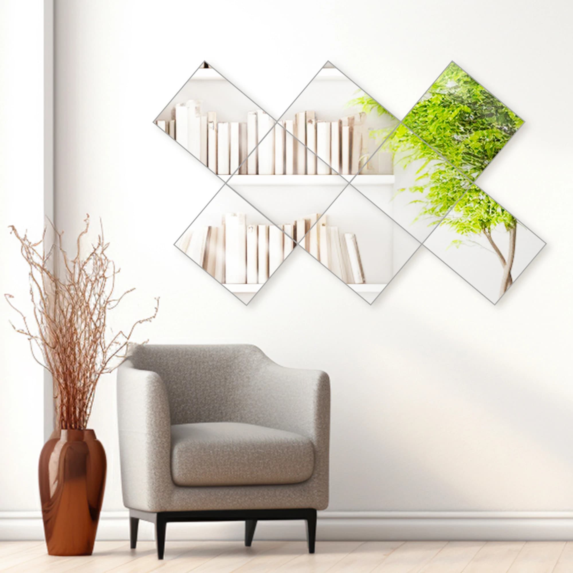 10x12 Mirror Tiles | Pack of 8 | Modern Wall Mirrors