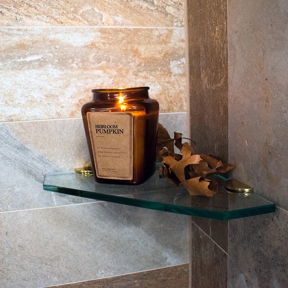 12" x 12" Corner Pentagon Tempered Glass Floating Shelf - 3/8" Thick - Flat Edge | Dulles Glass