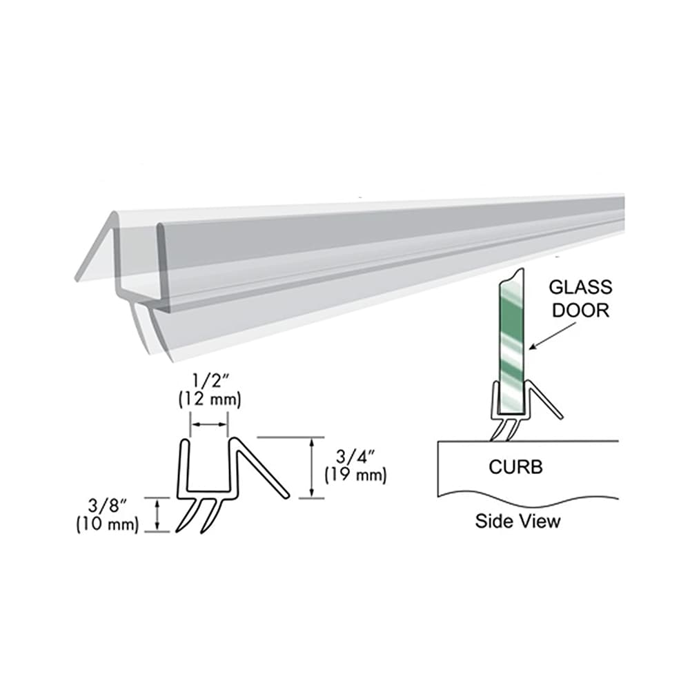 36 Inch Long Shower Door Bottom Seal Sweep with Drip Rail 