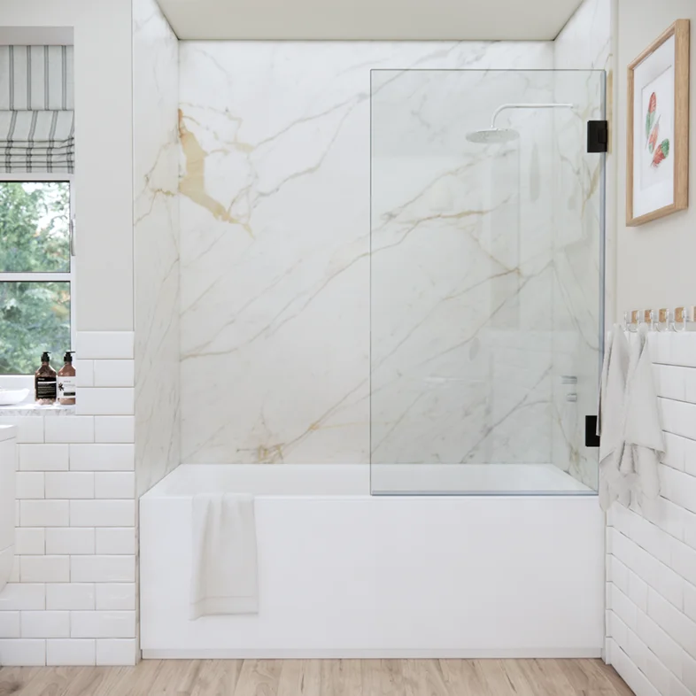 Bathtub Enclosures Left Open Single Swinging Bathtub Screen-1