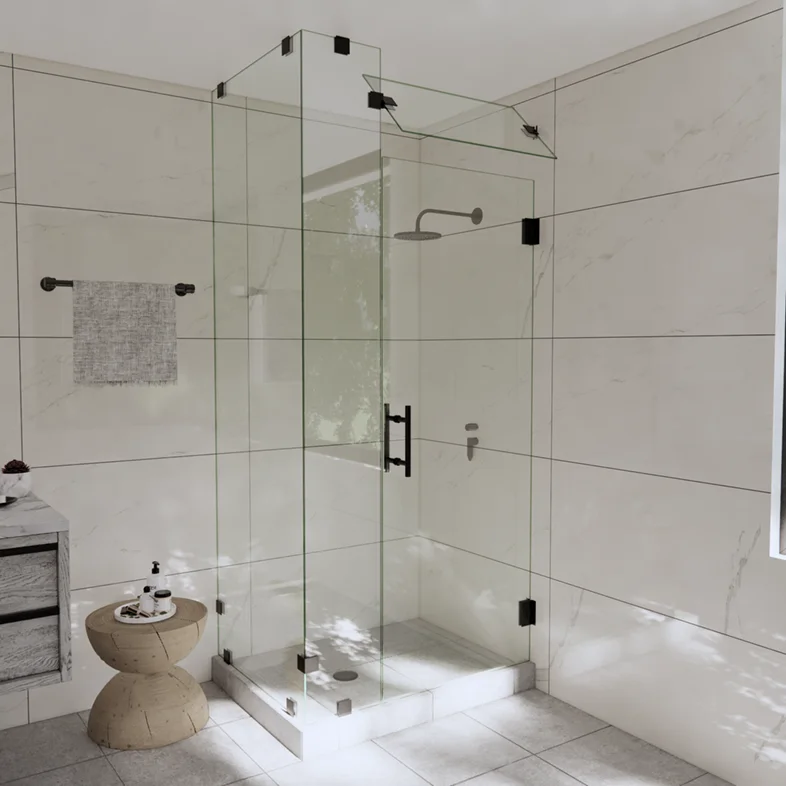Canto™ Left Open Corner Shower Door with Steam Shower Transom-0