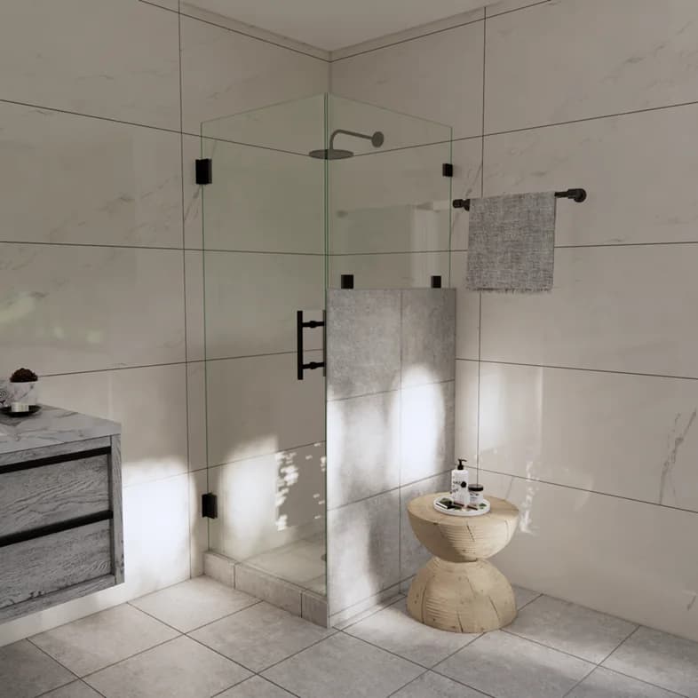 Canto™ Left Open Corner Shower Door with Right Knee Wall & Glass-to-Glass Hinge-1