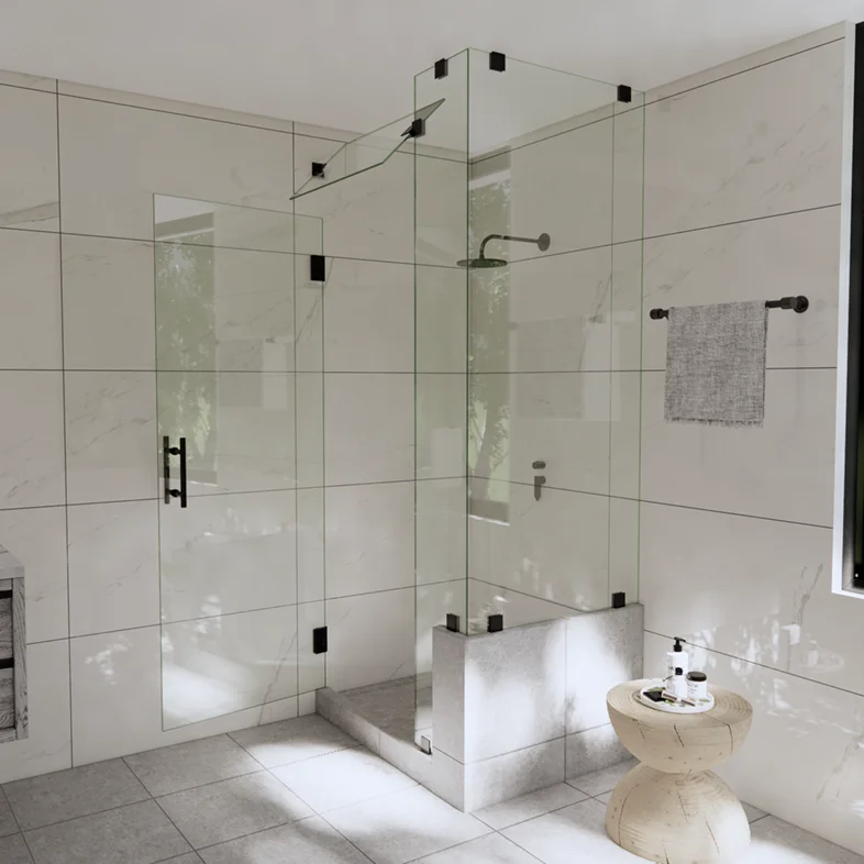 Canto™ Right Open Corner Shower Door with Right Knee Wall & Steam Shower Transom-2