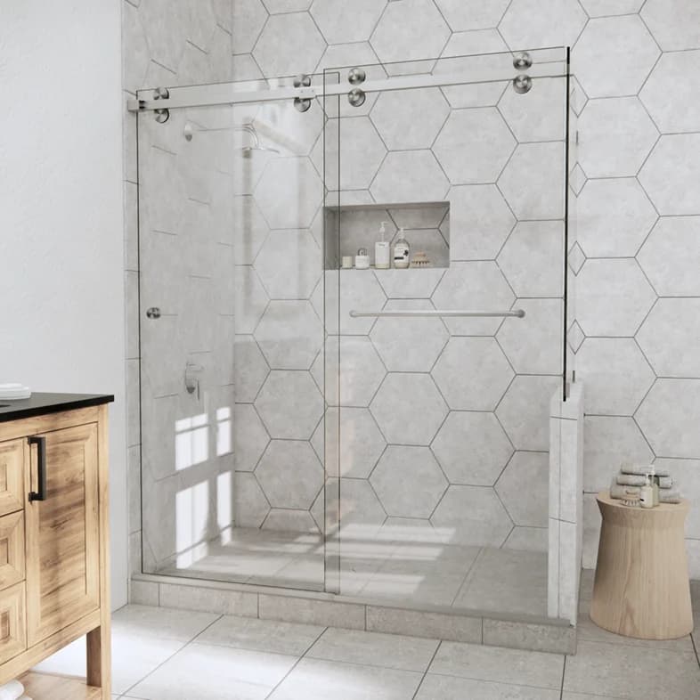 Slider™ Eclipse Double Sliding Shower Door with Right Knee Wall-1