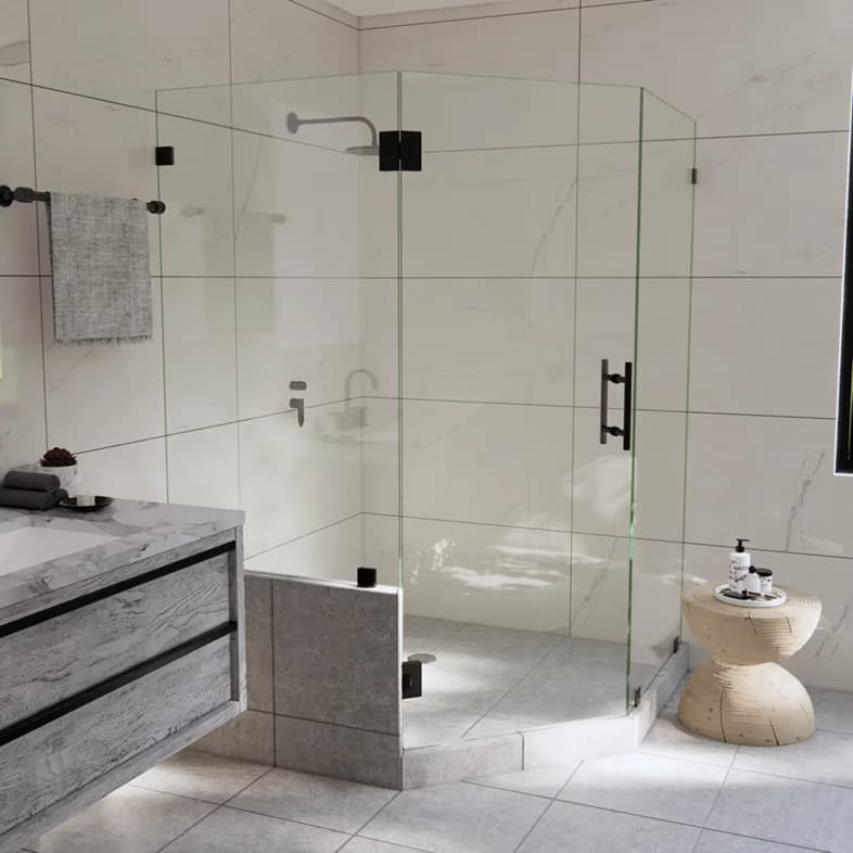Luxe™ Right Open Neo Angle Shower Door with Left Knee Wall-0