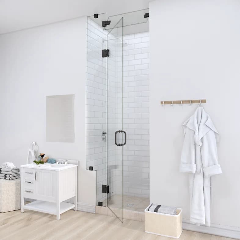 Prima™ Right Open Door & Panel Shower Door with Left Knee Wall & Steam Shower Transom-1