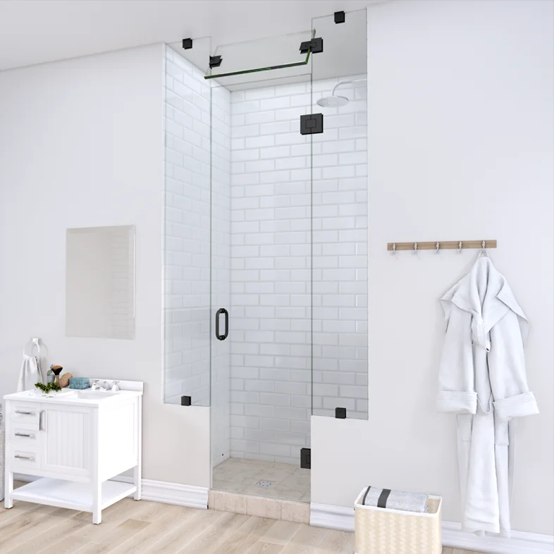 Prima™ Left Open Door & Panel Shower Door with Two Knee Walls & Steam Shower Transom-0