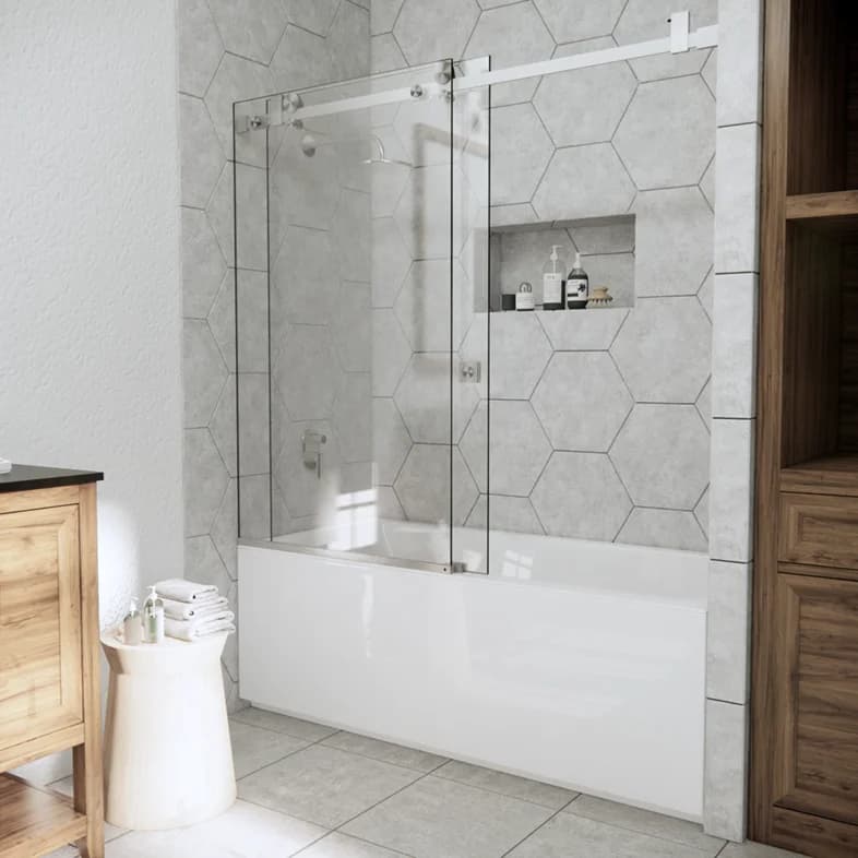 Bathtub Enclosures Left Open Quadro Sliding Bathtub Door-1