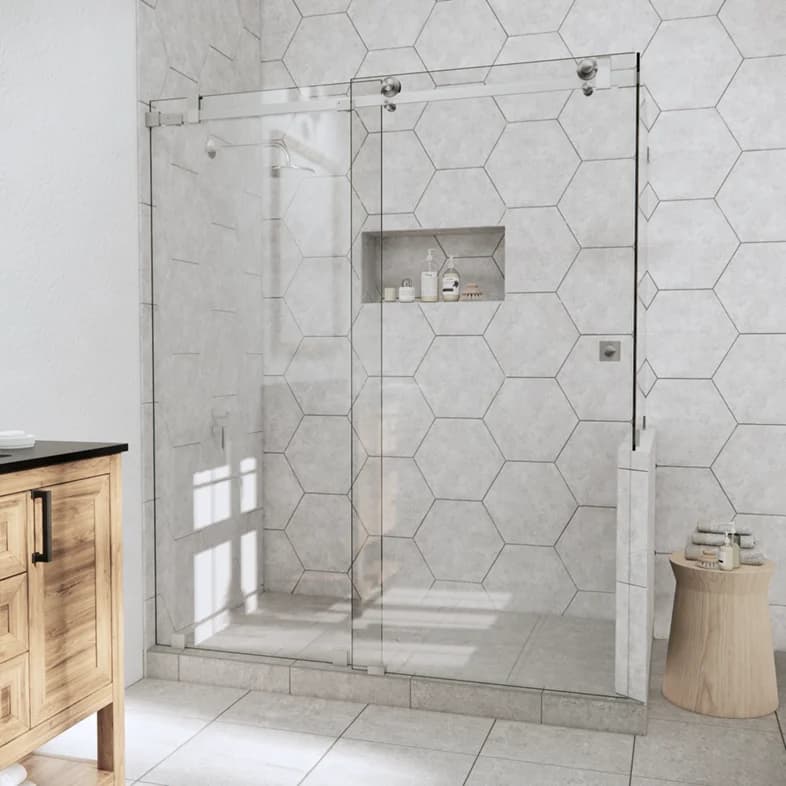 Slider™ Left Open Quadro Sliding Shower Door with Right Knee Wall-0