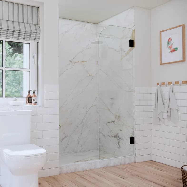 Tela™ Left Open Single Swinging Round Shower Screen-0