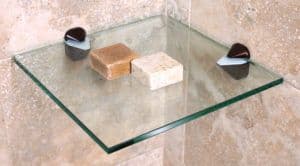 custom glass shelf with tempered glass and beveled edges