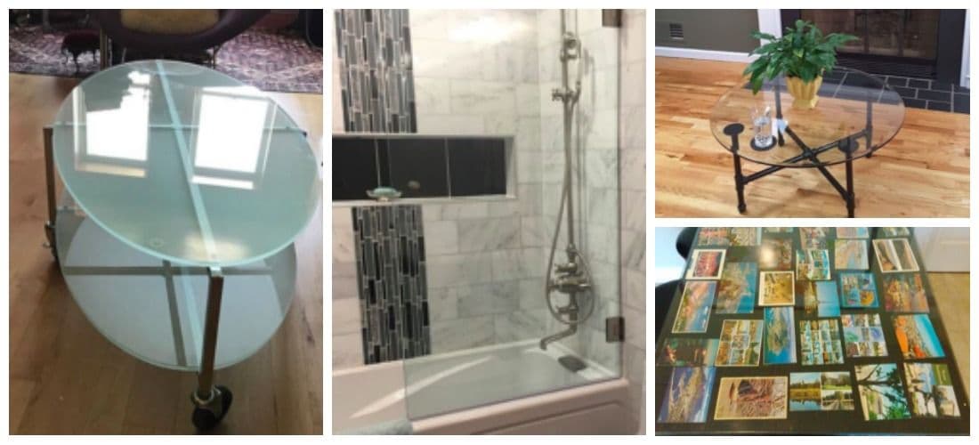 Custom glass solutions showcasing a shower door with tempered glass