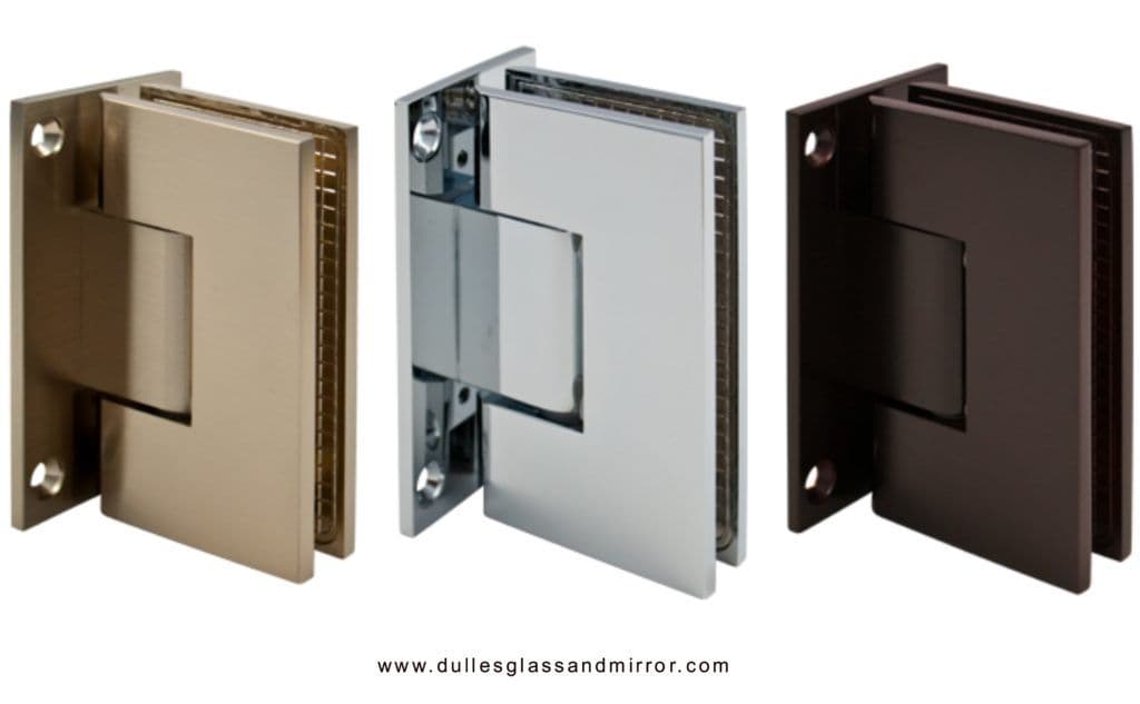 Three different shower hinges in the brushed brass