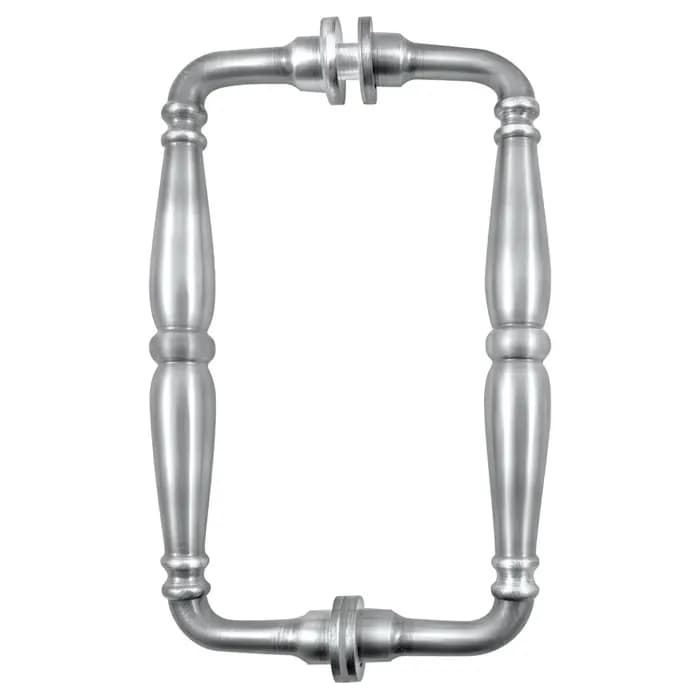 Victorian-style chrome handle displayed on a white background