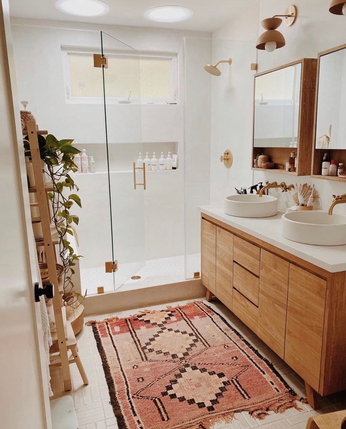 Modern bathroom featuring a glass shower door