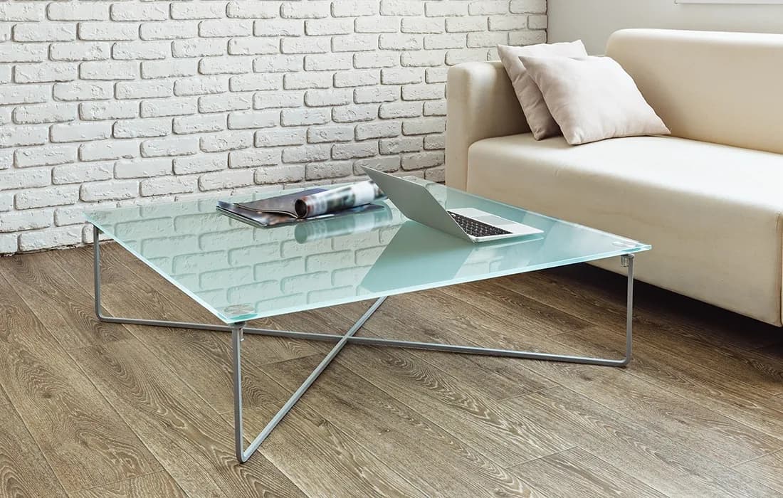 Modern glass coffee table with a sleek design