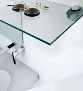 Custom glass table top with beveled edges