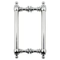 polished chrome door handle for shower doors, ideal for custom glass installations, featuring elegant design suitable for glass enclosures and mirrors