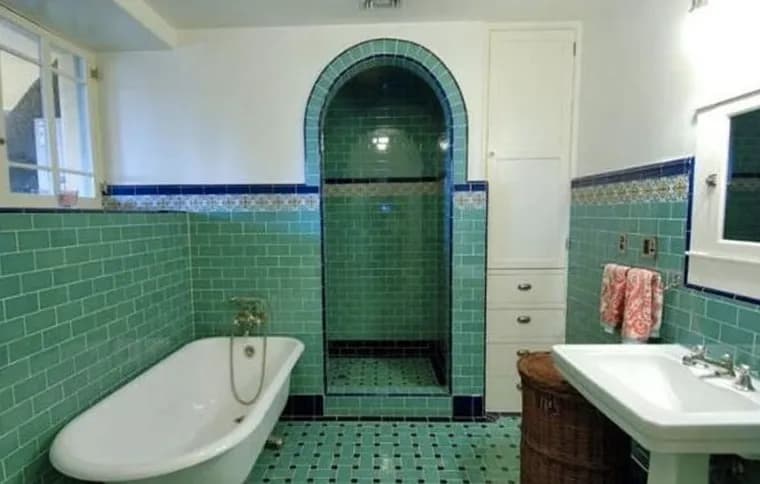 Modern bathroom with a custom glass shower