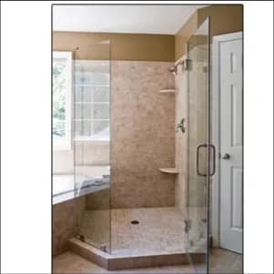 Custom shower doors featuring tempered glass for a modern bathroom design.