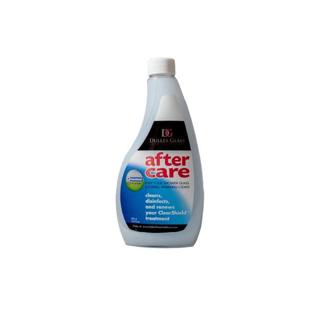 Shower glass cleaner for aftercare, disinfects and renews ClearShield treatment, ideal for maintaining custom glass features like shower doors and mirrors.