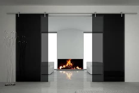 Modern interior with sliding glass shower doors