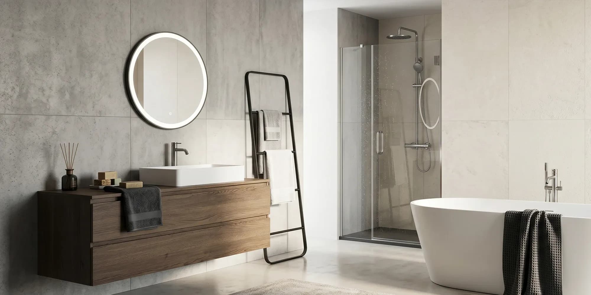 Finished frameless shower door enclosure completed through the full quote-to-install timeline