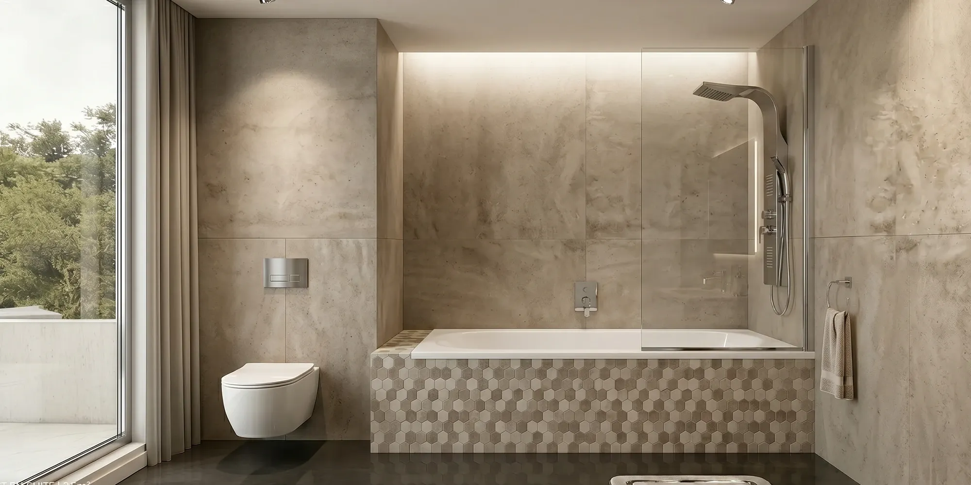 A frameless bathtub glass shower screen on a tub-shower combo compared with a shower curtain