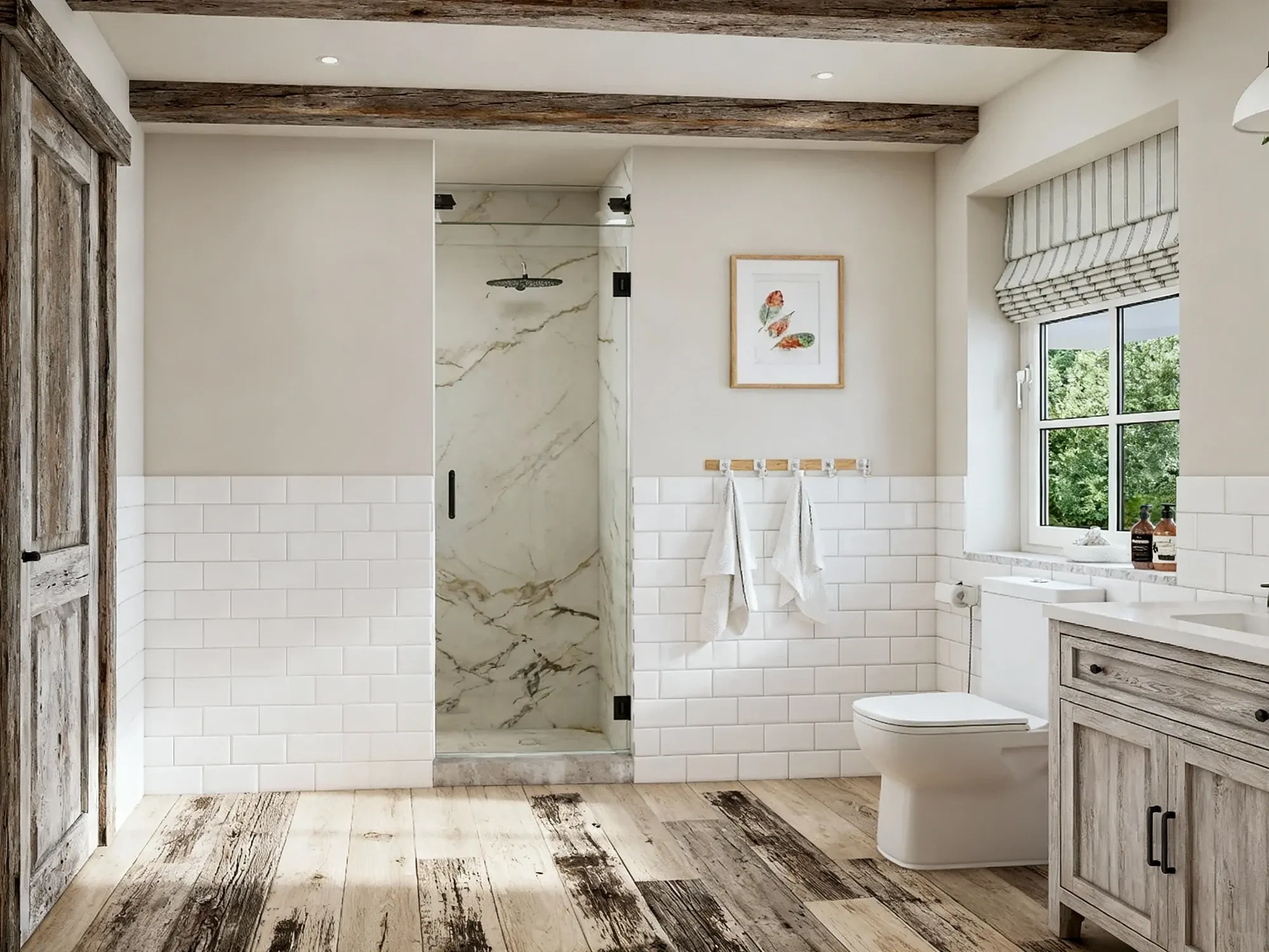 Modern single shower door for small bathrooms