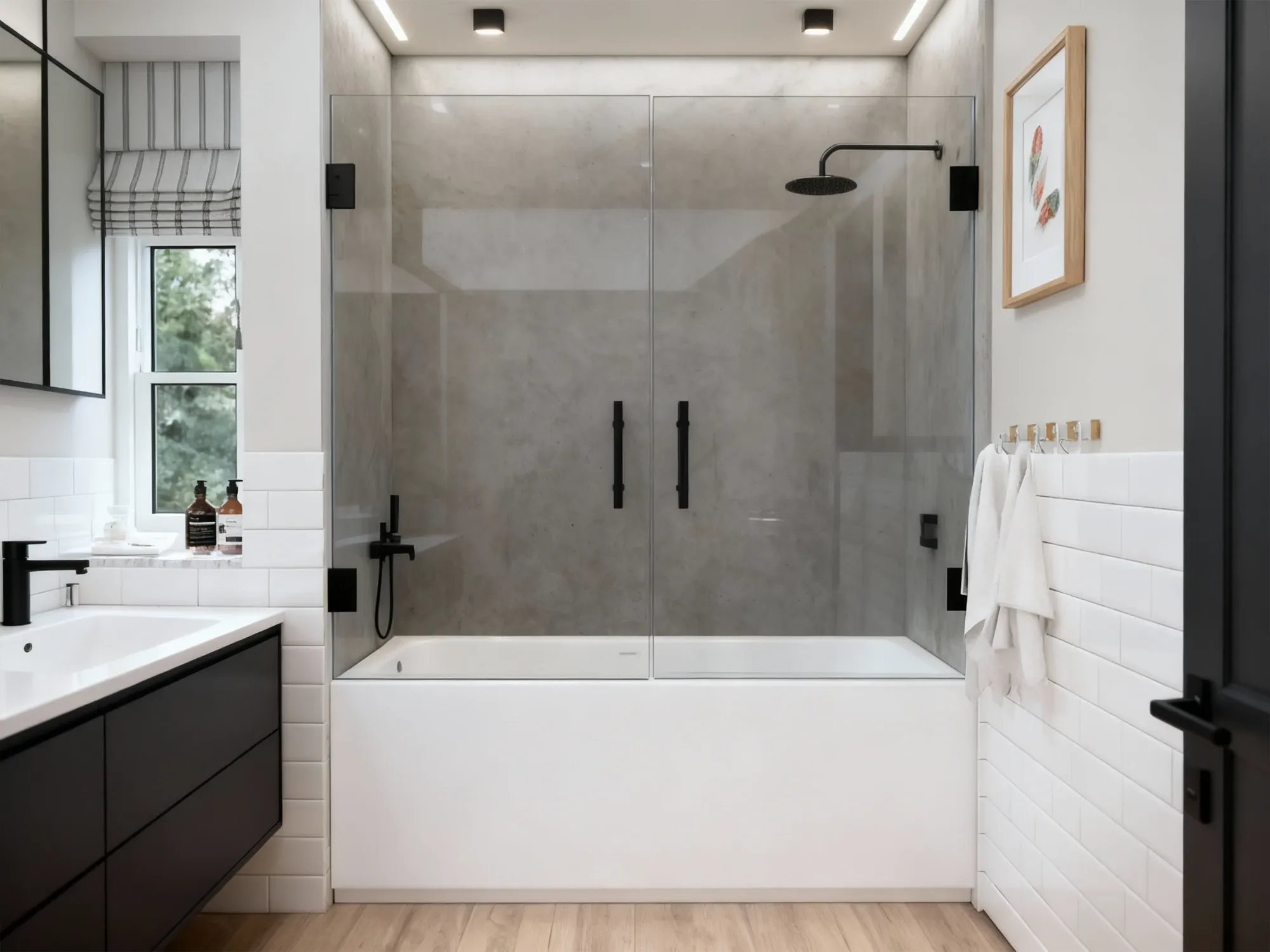 luxury bathtub door with styling options