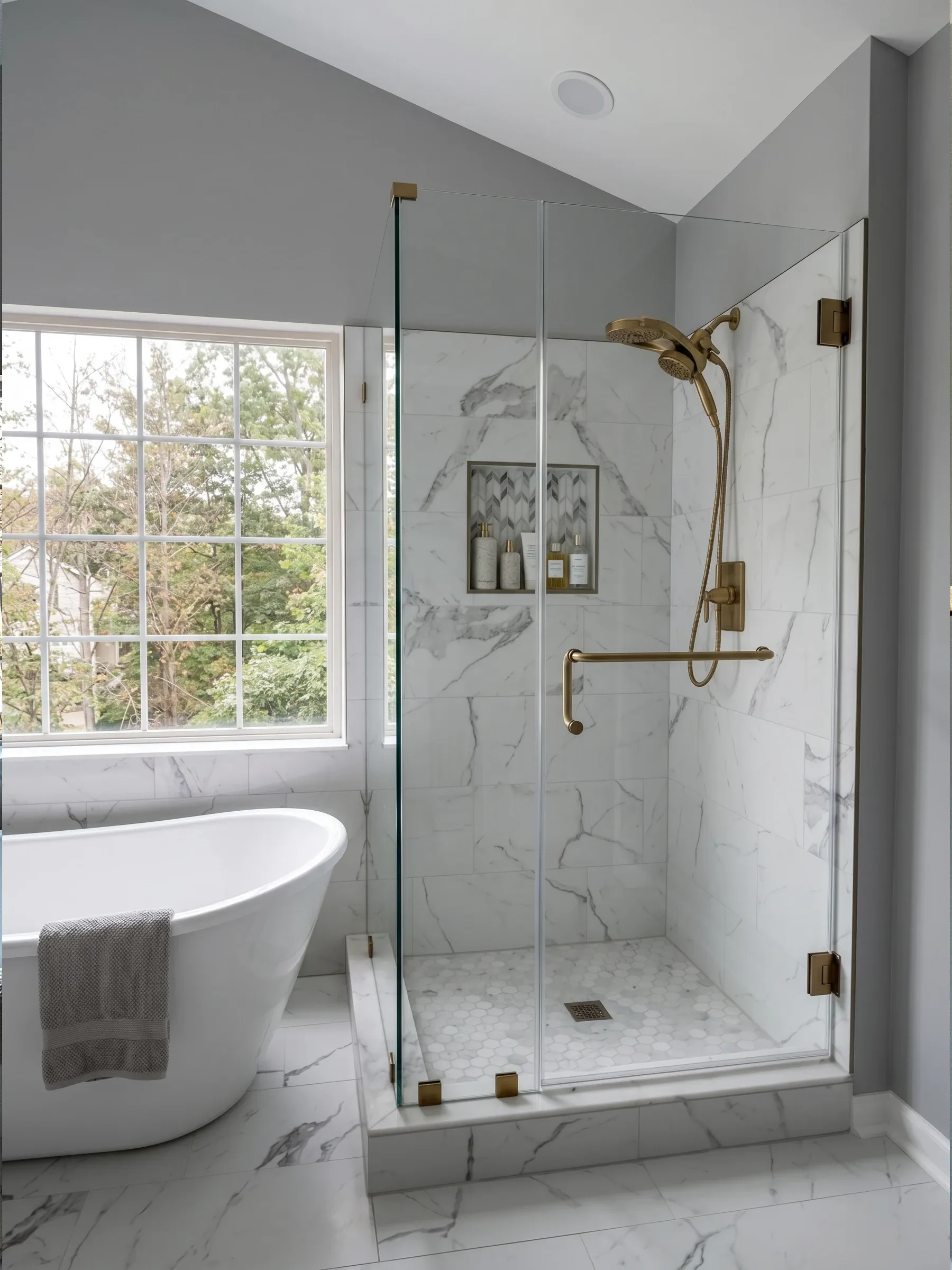 Canto | 90 Degree Shower | Satin Brass