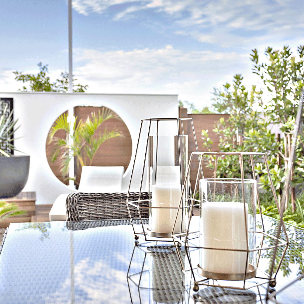 Elegant outdoor table with a glass top