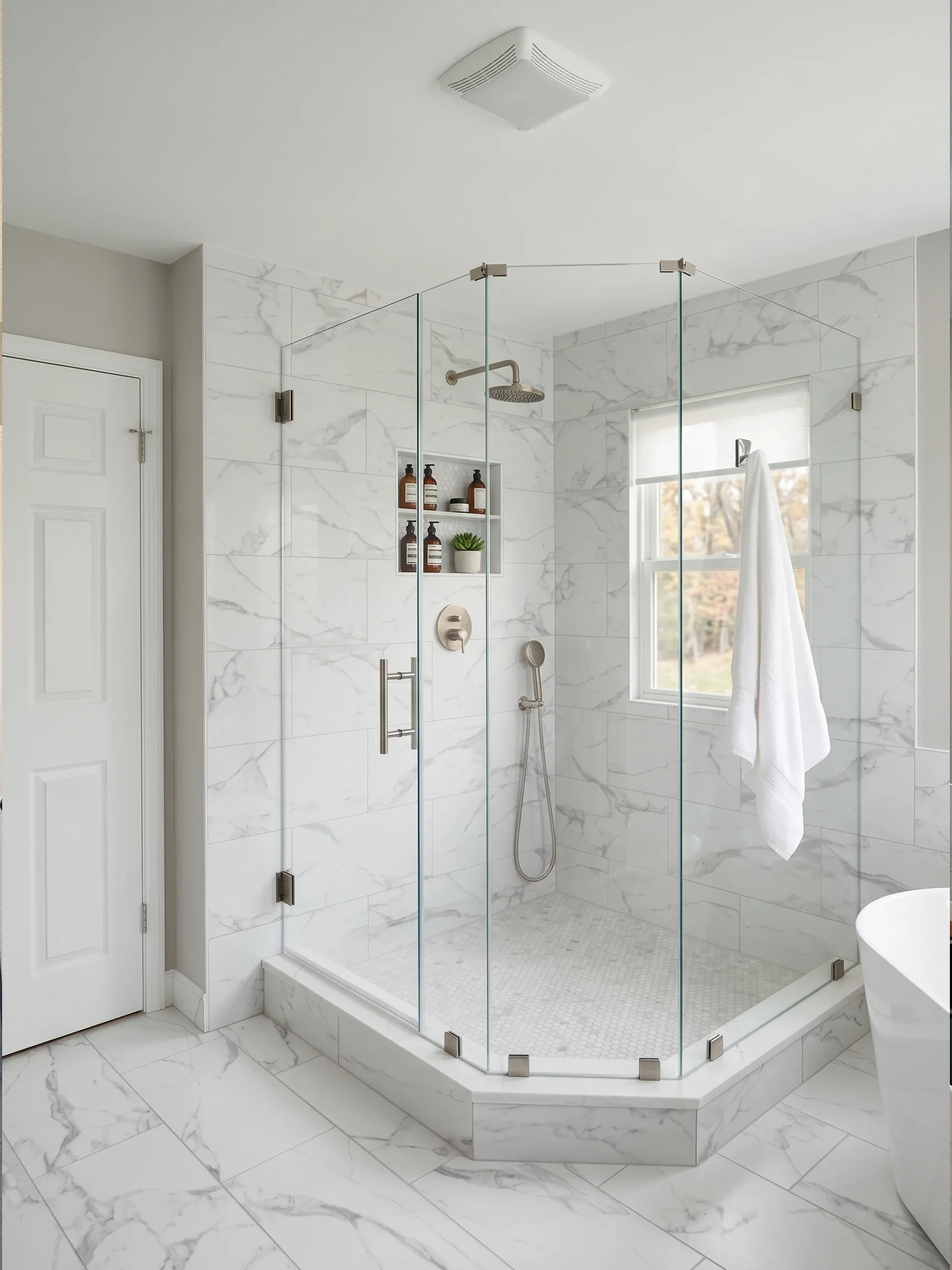 Luxe | 4-Panel Neo-Angle Shower | Chrome