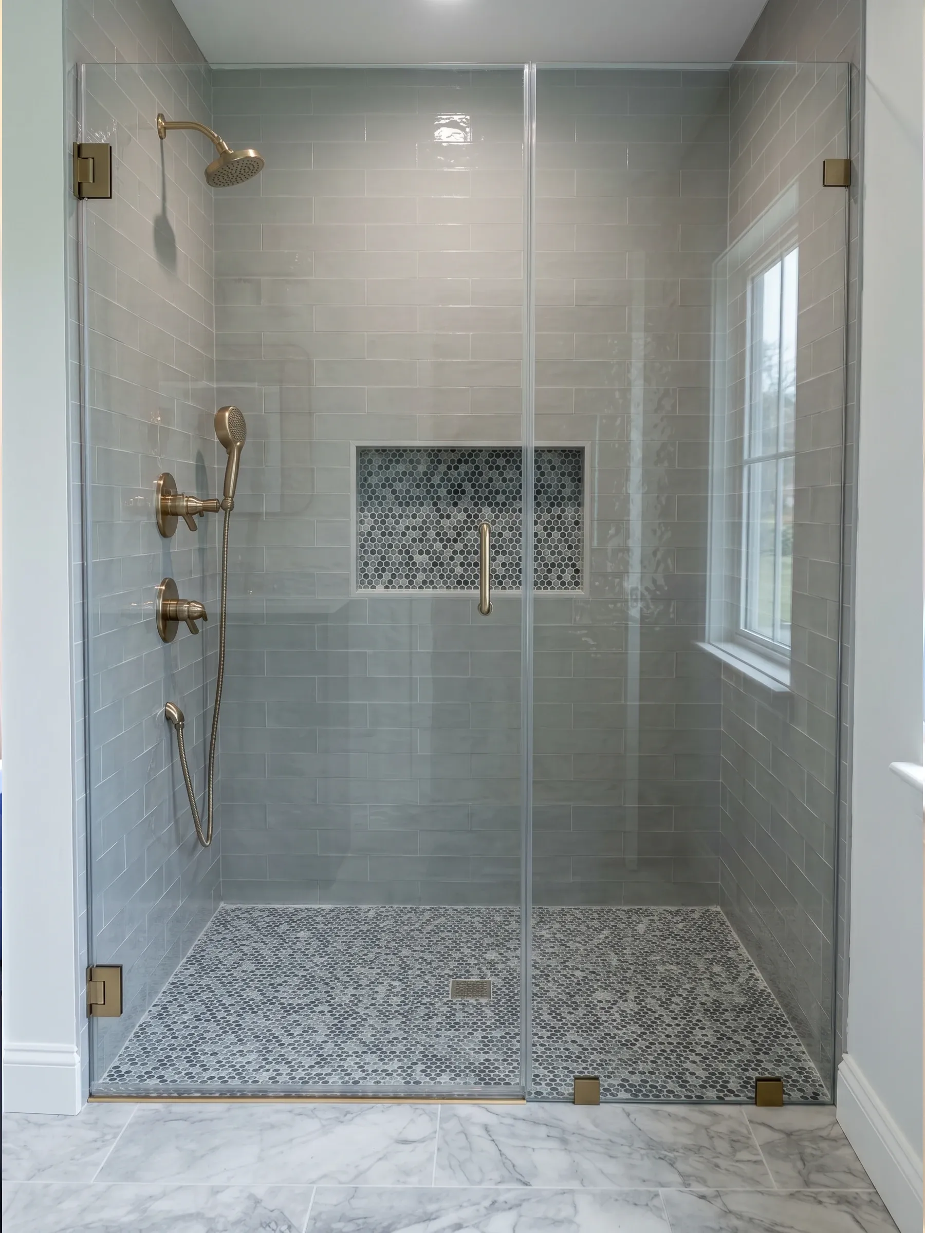 Prima | Inline Shower Door | Satin Brass