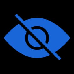 Blue icon with a stylized eye shape, representing privacy options.
