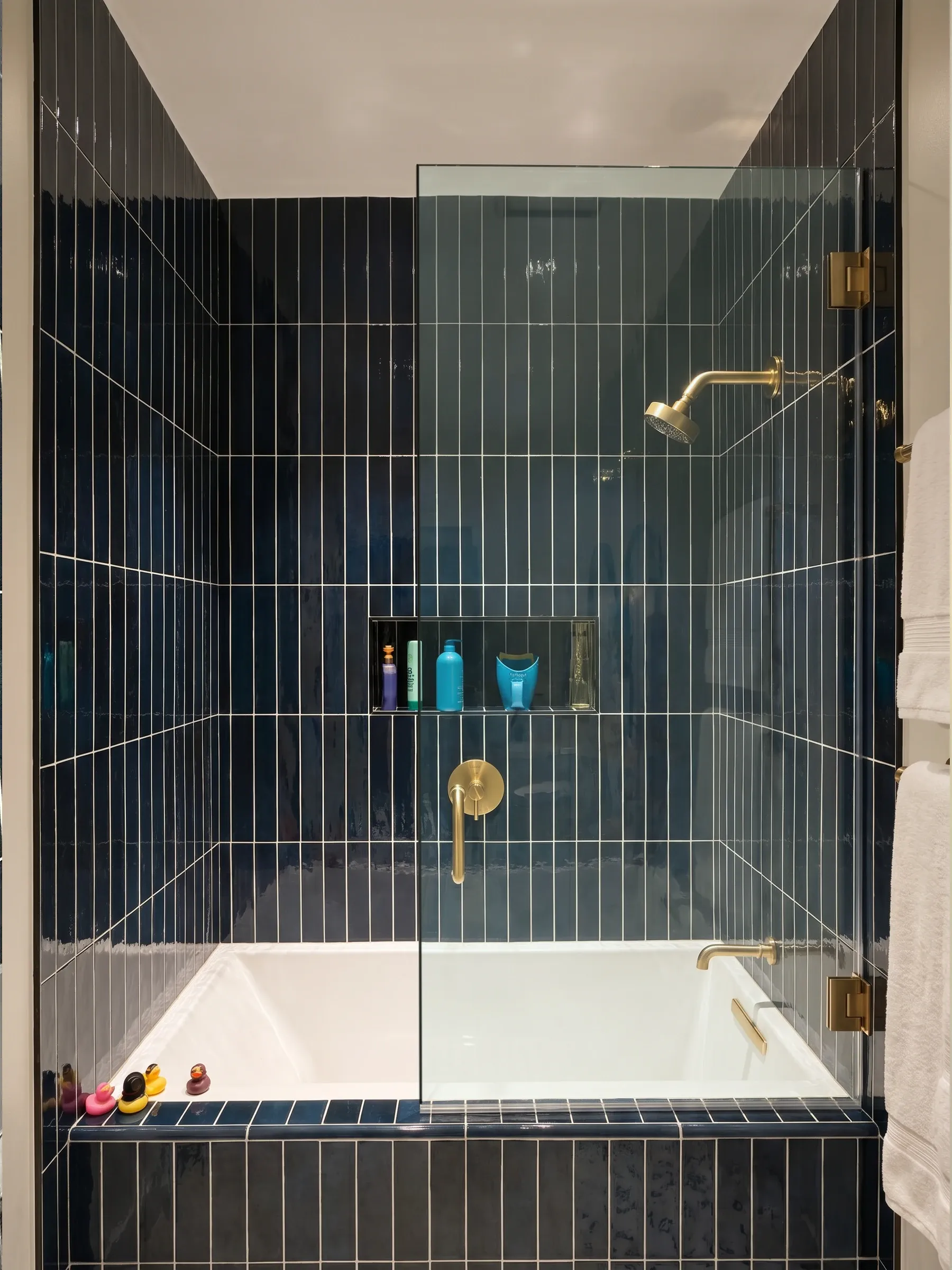 Tela | Fixed Shower Screen | Satin Brass