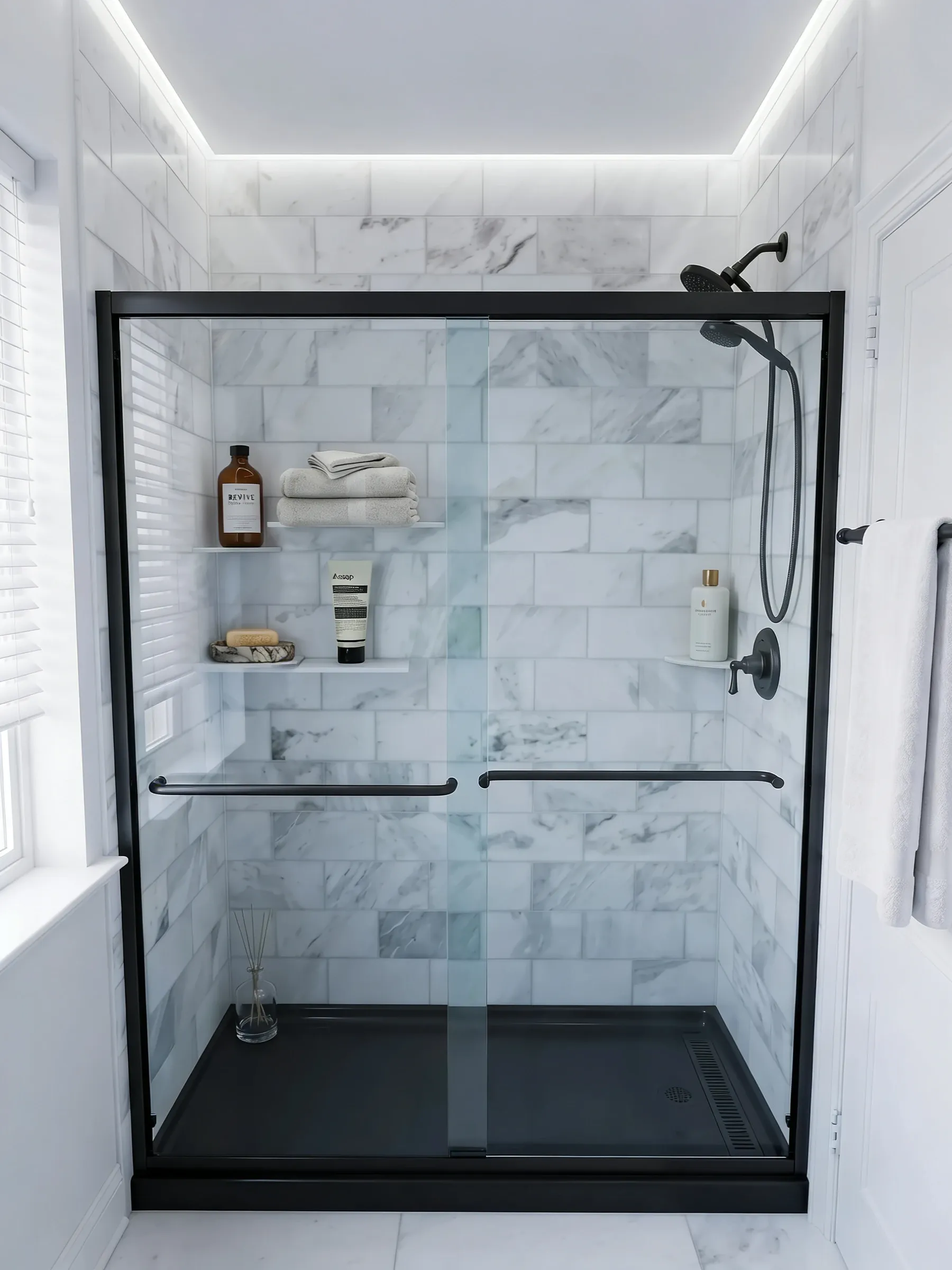 Vera | Space-Saving Sliding Shower | Matte Black