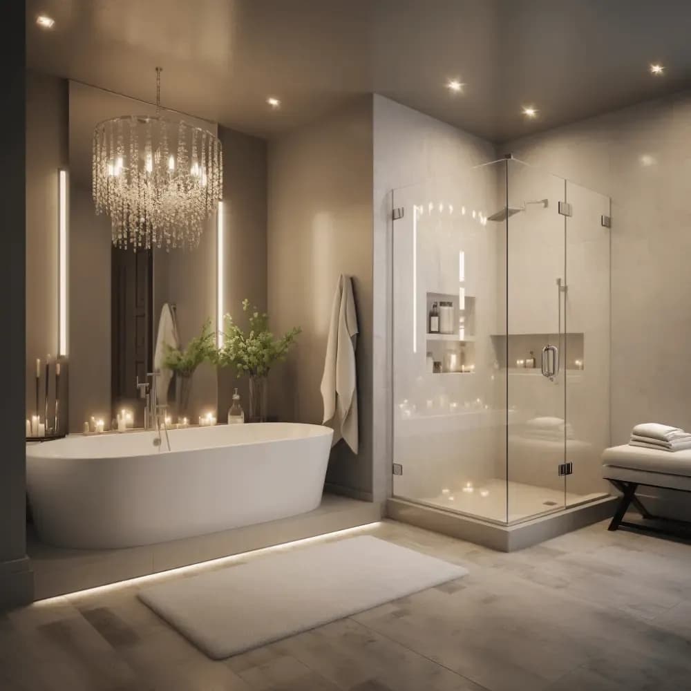 Luxury bathroom with a glass shower enclosure