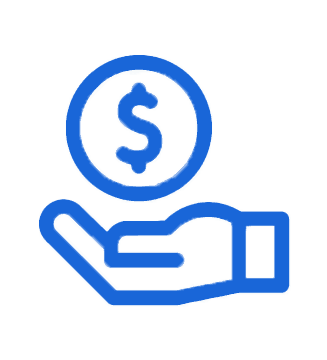 Icon representing money in hand, symbolizing value and investment in custom glass solutions like shower doors, table tops, mirrors, tempered glass, and beveled glass edges.