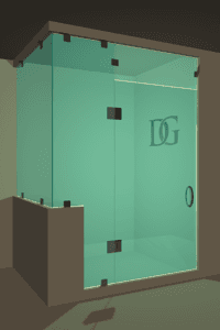 Canto™ Right Open Corner Shower Door with Left Knee Wall, Steam Shower Transom & Glass-to-Glass Hinge-0