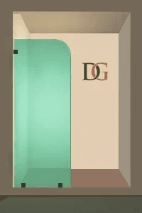 Tela™ Right Open Single Shower Round Screen with left knee Wall-1