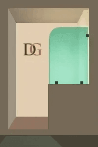 Tela™ Left Open Single Shower Round Screen with right knee Wall-1