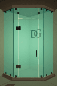 Luxe™ Right Open Neo Angle Shower Door with Steam Shower Transom-3