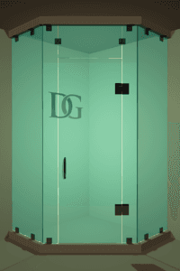 Luxe™ Left Open Neo Angle Shower Door with Steam Shower Transom-0