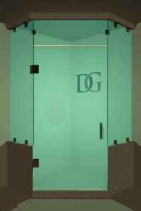 Luxe™ Right Open Neo Angle Shower Door with Two Knee Walls & Steam Shower Transom-0