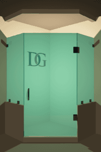 Luxe™ Left Open Neo Angle Shower Door with Two Knee Walls-0